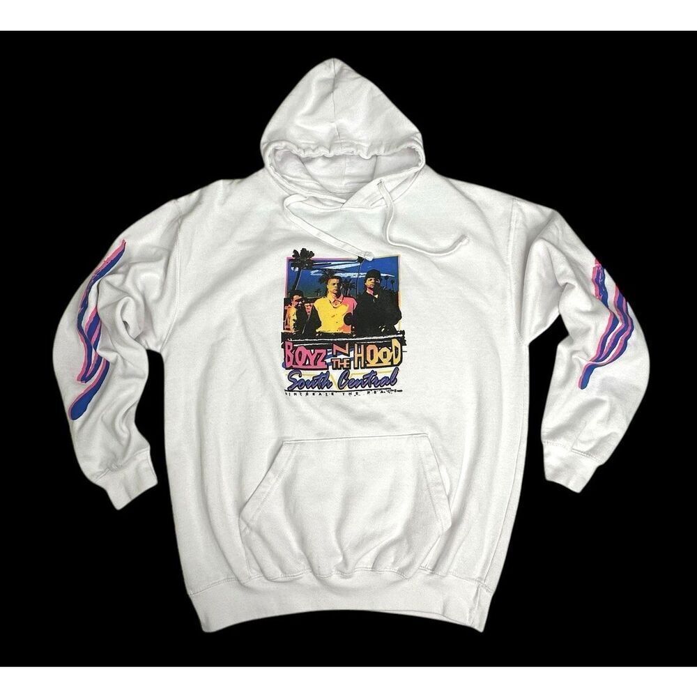 Philcos Boyz N The Hood Throw Back White Graphic Hoodie Pullover Size Large